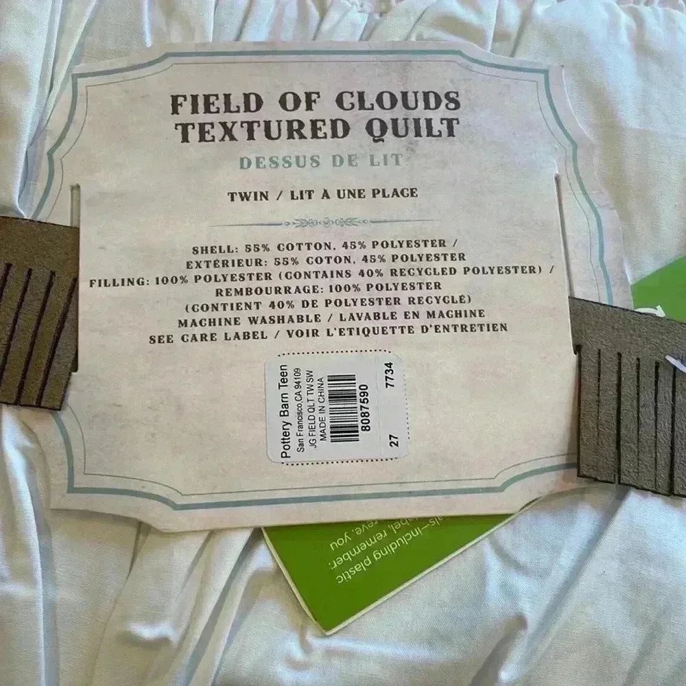 NWT Pottery Barn Teen Junk Gypsy Field of Clouds Textured Quilt Sz Twin